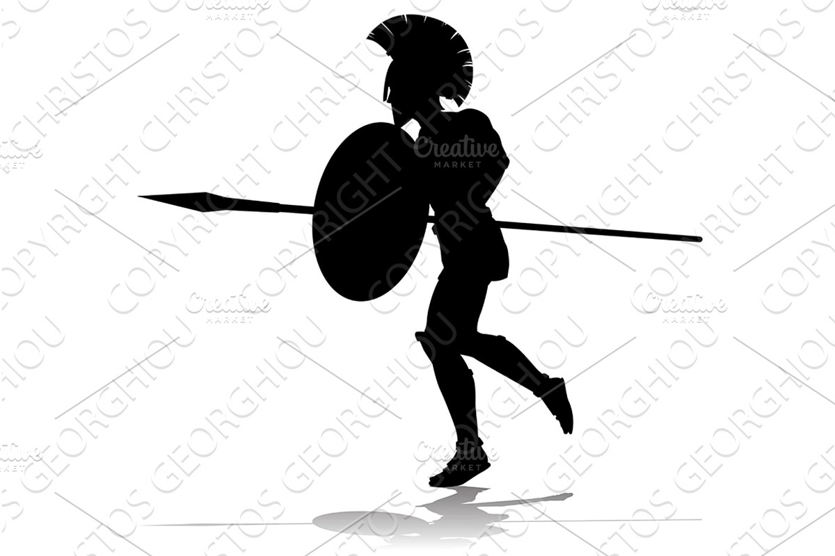 Spartan Silhouette Gladiator Trojan, a Person Illustration by Christos Georghiou