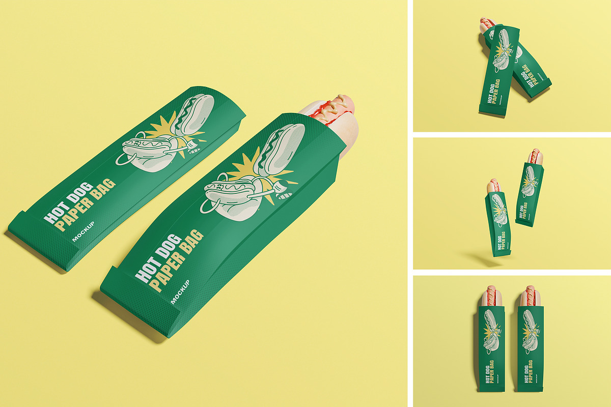 Hot Dog Paper Bag Mockup, a Packaging Mockup by xavier_studio (Photo 3 of 5)