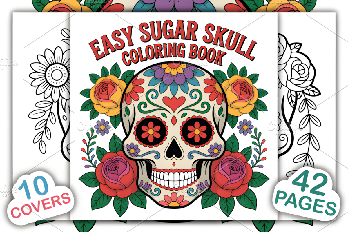 Easy Sugar Skull Coloring Book, an Animal Illustration by Ink Gallery (Photo 1 of 4)