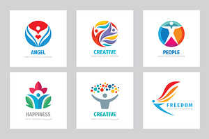 Abstract Human Vector Logo Set