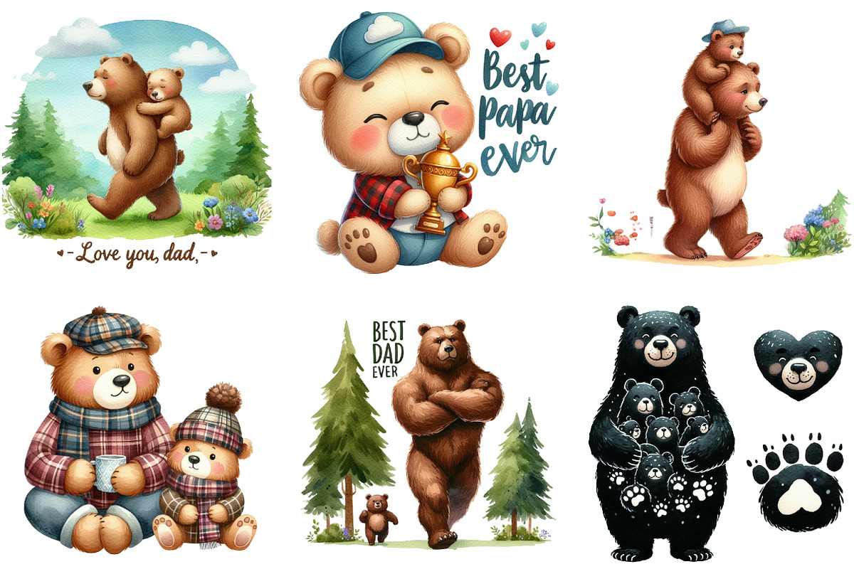 Papa Bear and Baby Bear Father's Day, an Illustration by DreamArtGraphic (Photo 3 of 4)