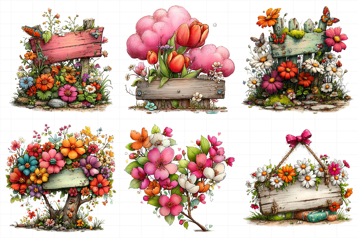 Whimsical Spring Signpost Clipart, an Illustration by Daily.Designs (Photo 3 of 8)