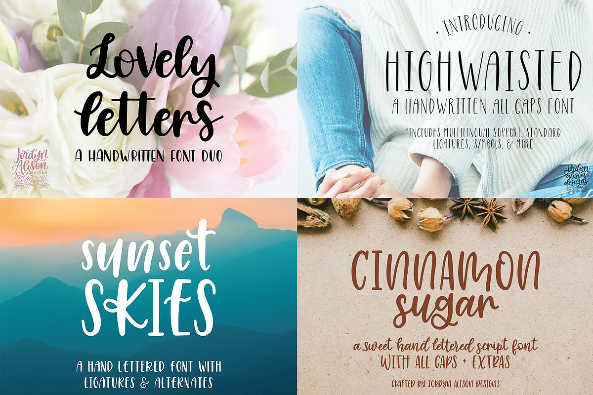 Entire Font Collection, Future Fonts, a Script Font by Jordyn Alison Designs (Photo 2 of 8)