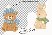 Winter Woodland Animals Clipart PNG, a Seasonal Illustration by SugarCloudStudioArt (Thumbnail 2 of 6)