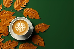 Pumpkin Latte Top View. Generate Ai