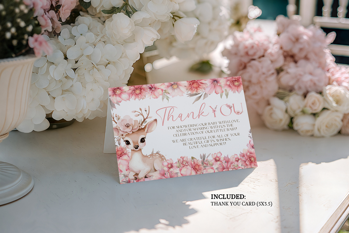 Editable Oh Deer Girl Invite Set, an Invitation Template by Digital_Mind (Photo 6 of 7)