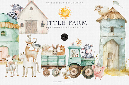 Nursery Little Farm Animals Set, an Object Graphic by Pati Paints