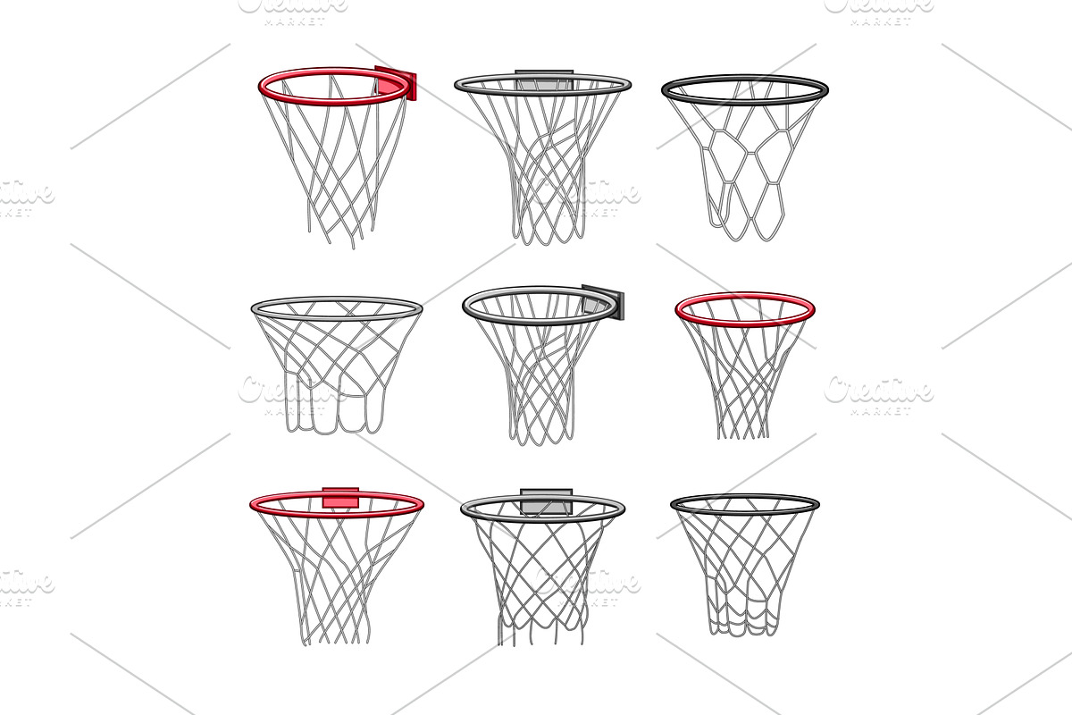 basketball hoop set cartoon vector, an Illustration by pikepicture