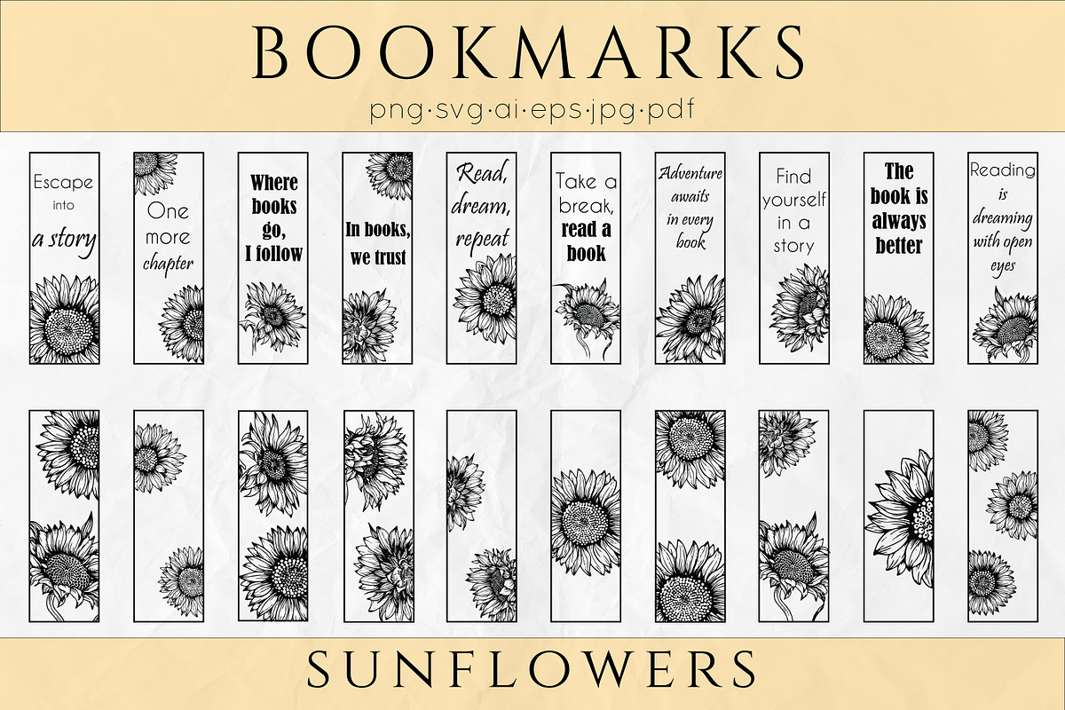 Bookmarks SVG Sunflower Bundle, an Object Graphic by Dervik Art Store (Photo 1 of 6)