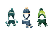 Winter kids hats set, a Decorative Illustration by Good Studio (Thumbnail 3 of 6)
