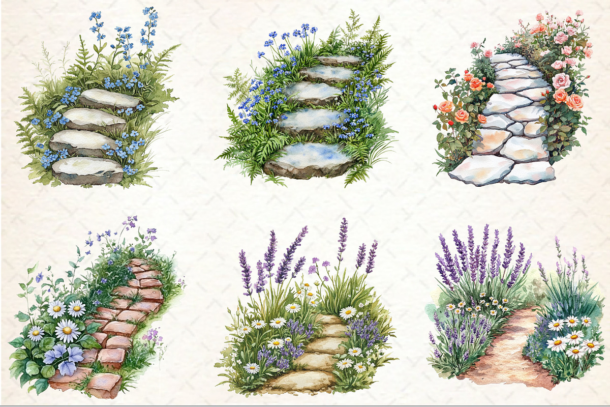 Flower Garden Pathway Clipart, an Illustration by Rose Art (Photo 7 of 7)