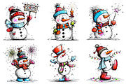New Year Snowman Clipart Bundle, an Illustration by Craft Nest (Thumbnail 4 of 9)