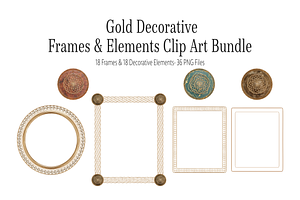 Ornate Gold Frames Clipart Bundle