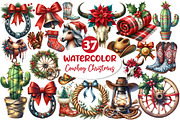 Western Cowboy Christmas Clipart, an Illustration by Dream Creation (Thumbnail 1 of 7)
