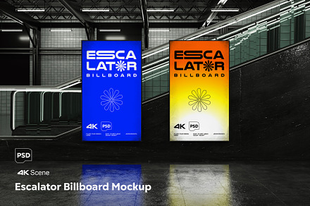 Escalator Billboard Mockup, an Advertising Mockup by megostudio3