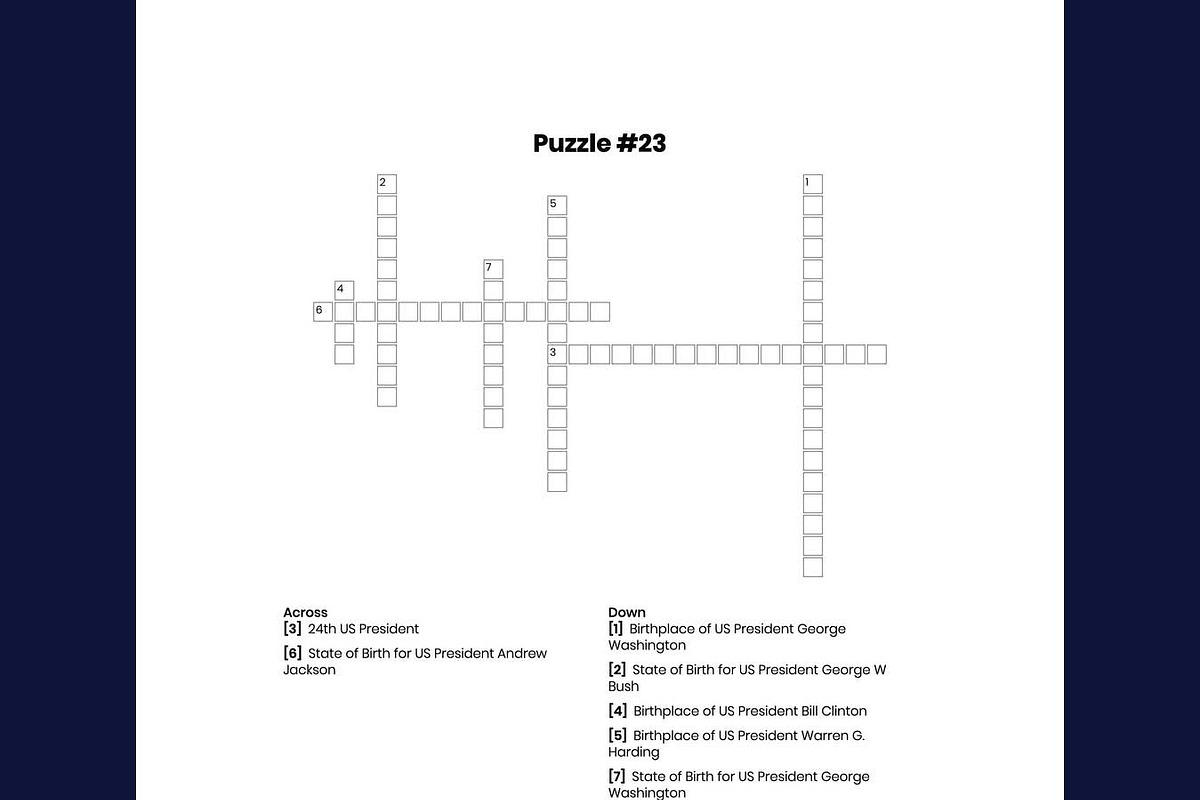 US President Facts Crosswords, an Education Illustration by Sourcedigi (Photo 3 of 4)