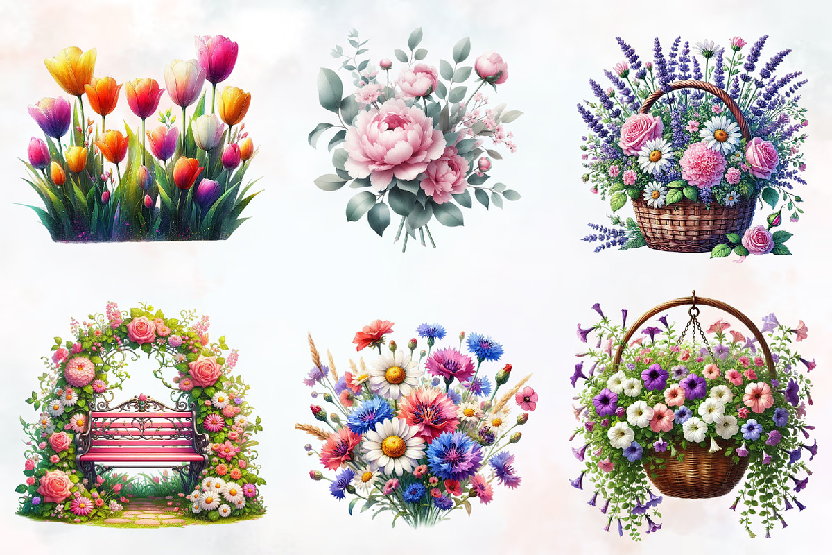 Floral Garden Spring Clipart, Spring, an Illustration by RobertsArt (Photo 7 of 7)