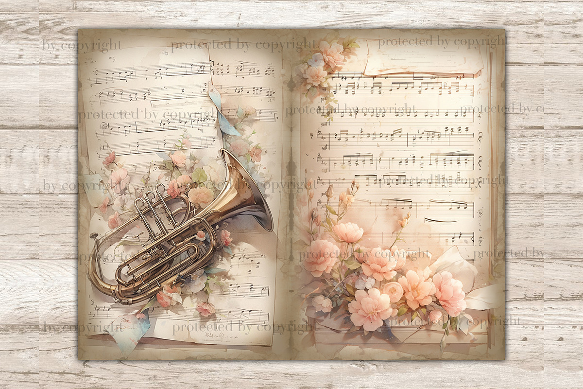 Music Vintage Sheet | Junk Journal, an Object Illustration by GlamArtZhanna (Photo 8 of 9)