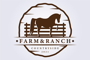 Farm, Ranch Logo, Horse Logo Vector