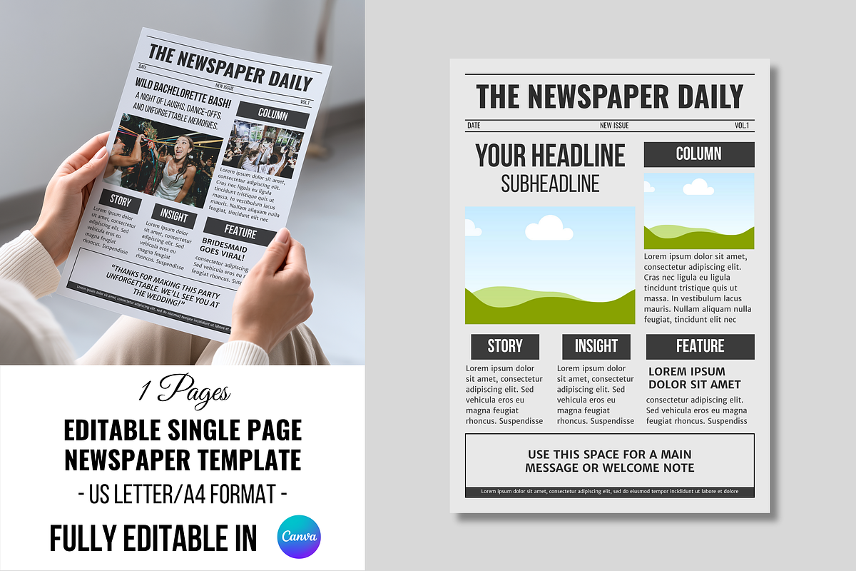 Front Page Newspaper Template, a Flyer Template by ZoloDesignHub (Photo 1 of 7)