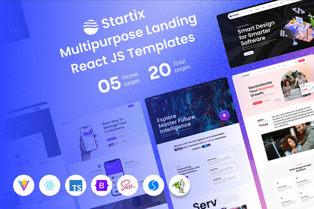 Startix SaaS Landing React Template, a React Template by Helenshop (Photo 1 of 4)