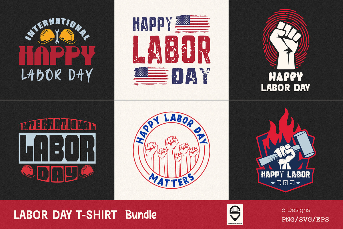 Labor Day T-Shirt Design Bundle, a Graphic by shaondesigns (Photo 1 of 7)