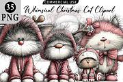 Whimsical Christmas Cat Clipart, an Illustration by Daily.Designs (Thumbnail 1 of 5)