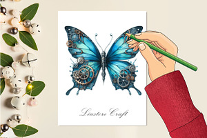 Blue Steampunk Butterfly Clipart