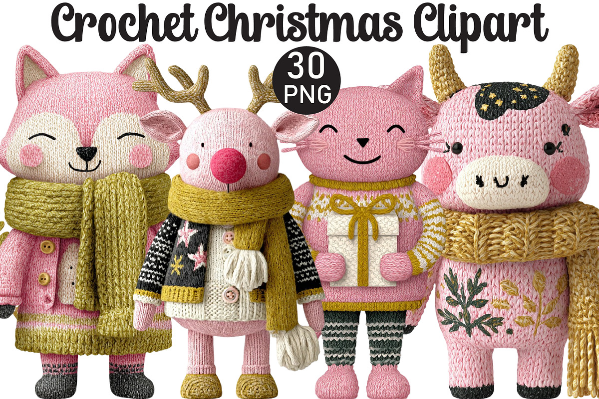 Crochet Christmas Clipart, an Illustration by Black Bird Studio (Photo 1 of 6)