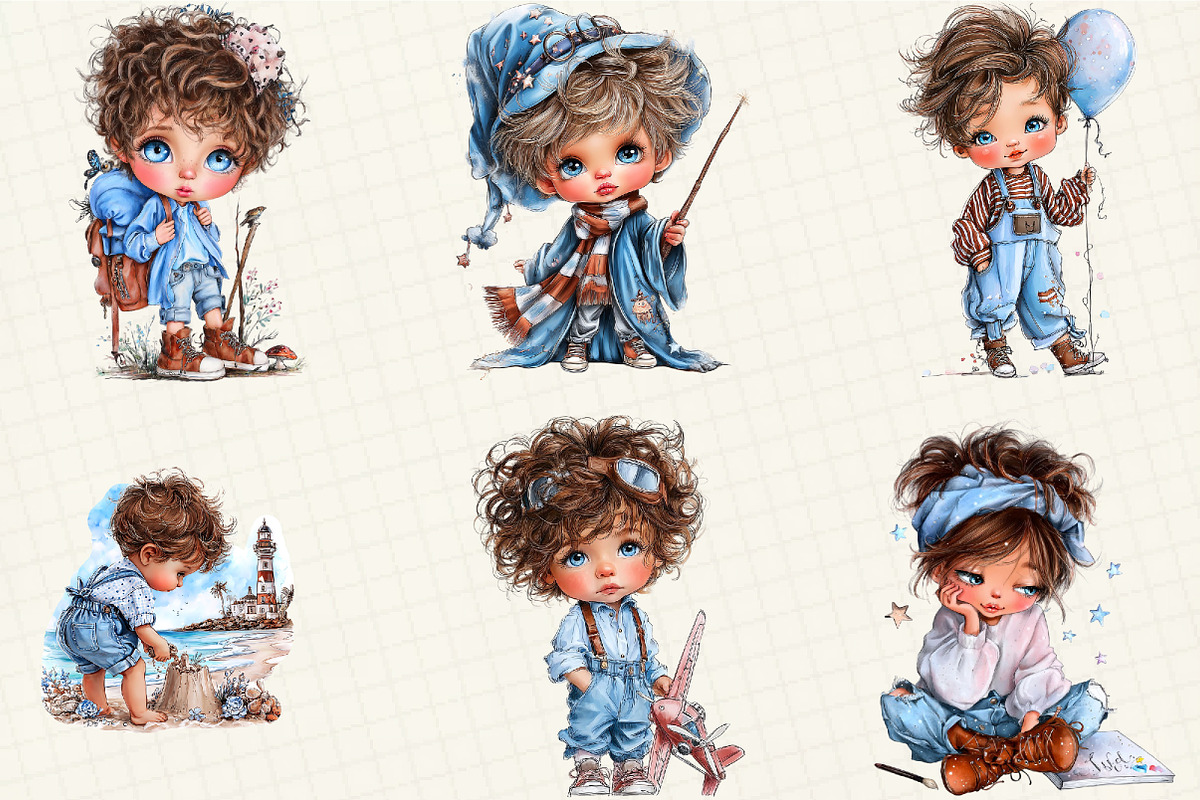 Quirky Cute Little Boy Clipart, an Illustration by DreamCafeArt (Photo 4 of 6)
