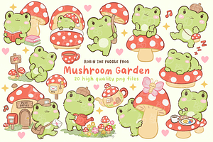 Mushroom Garden Frog Clipart, an Animal Illustration by Blumensdiary