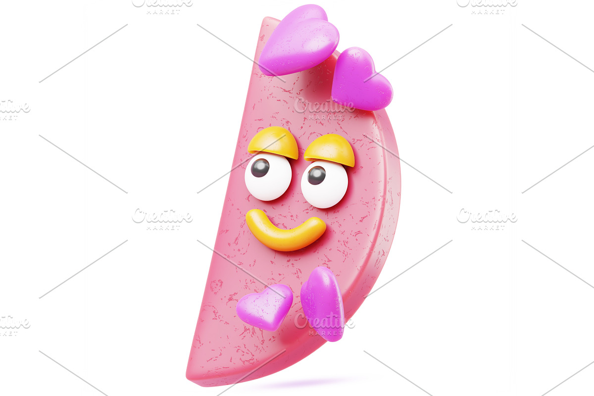 Red semicircle 3d character with, a Characters & Person 3D Model by Marozhkastudio