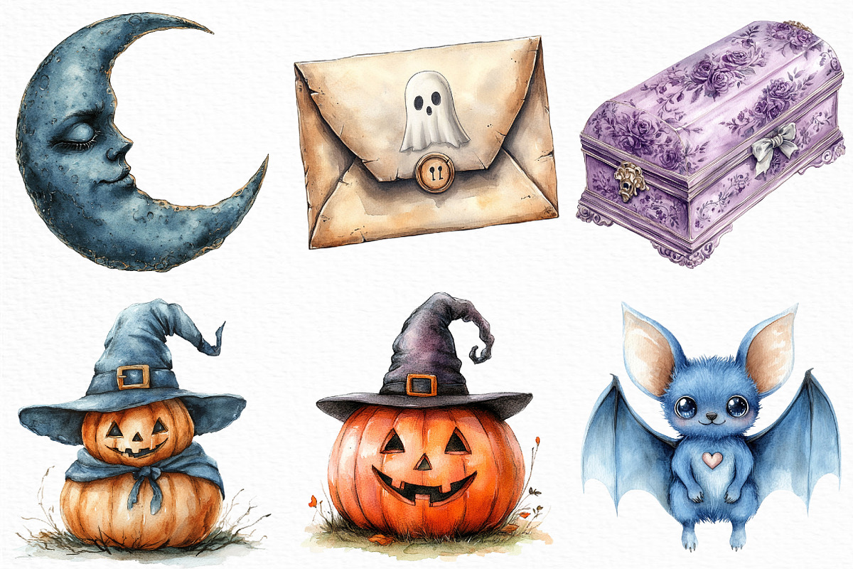 Watercolor Pastel Spooky Halloween, an Illustration by Craft Nest (Photo 5 of 6)