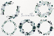 Boho Navy Peony Floral Clipart, a Decorative Illustration by whiteheartdesign (Thumbnail 5 of 9)