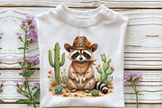 Cowboy Raccoon Western Desert Cactus, an Animal Illustration by CraftArtStudio (Thumbnail 2 of 4)