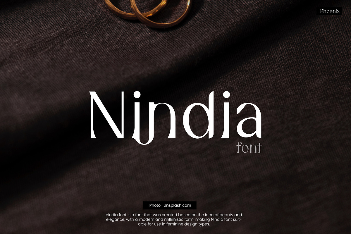 Nindia Font, a Serif Font by Phoenix Dungeon (Photo 1 of 9)