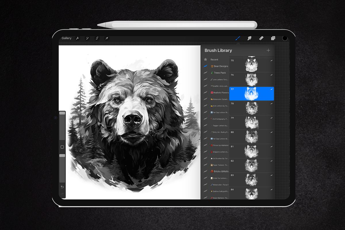 110 Bear Tattoo Stamps For Procreate, a Brush Add-On by Torus1 (Photo 4 of 9)