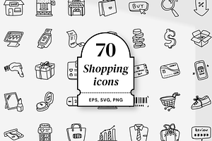 70 Doodle Icons 'shopping'