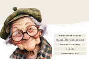 Watercolor Quirky Old Woman Clipart, a Person Illustration by Design Scotch (Thumbnail 6 of 7)