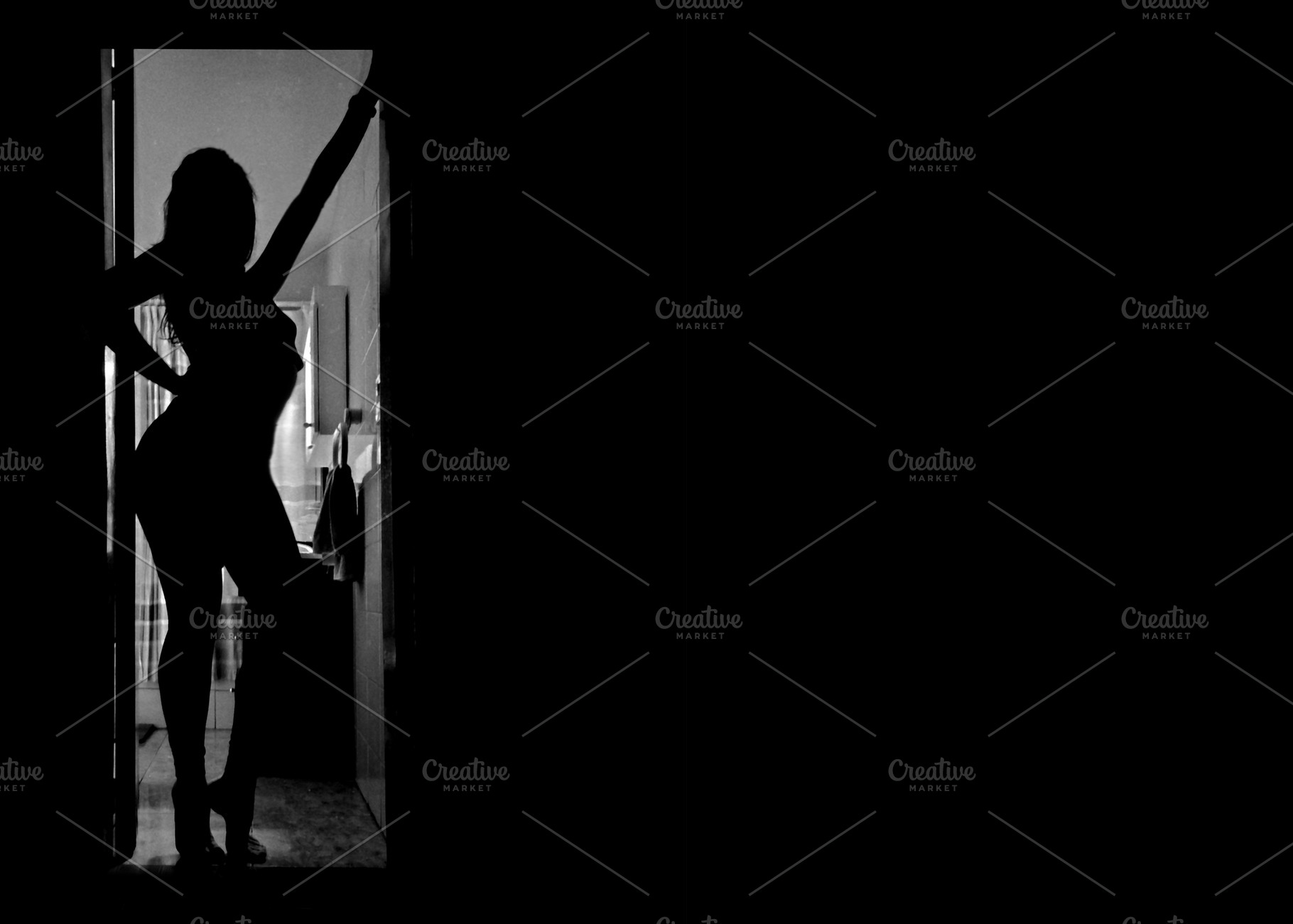 Woman silhouette posing at open door room, a Beauty & Fashion Photo by DanFLCreativo