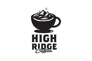 high mountain in coffee cup logo, a Branding & Logo Template by funpixel