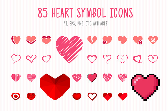 85 Heart Symbol Icons preview 6