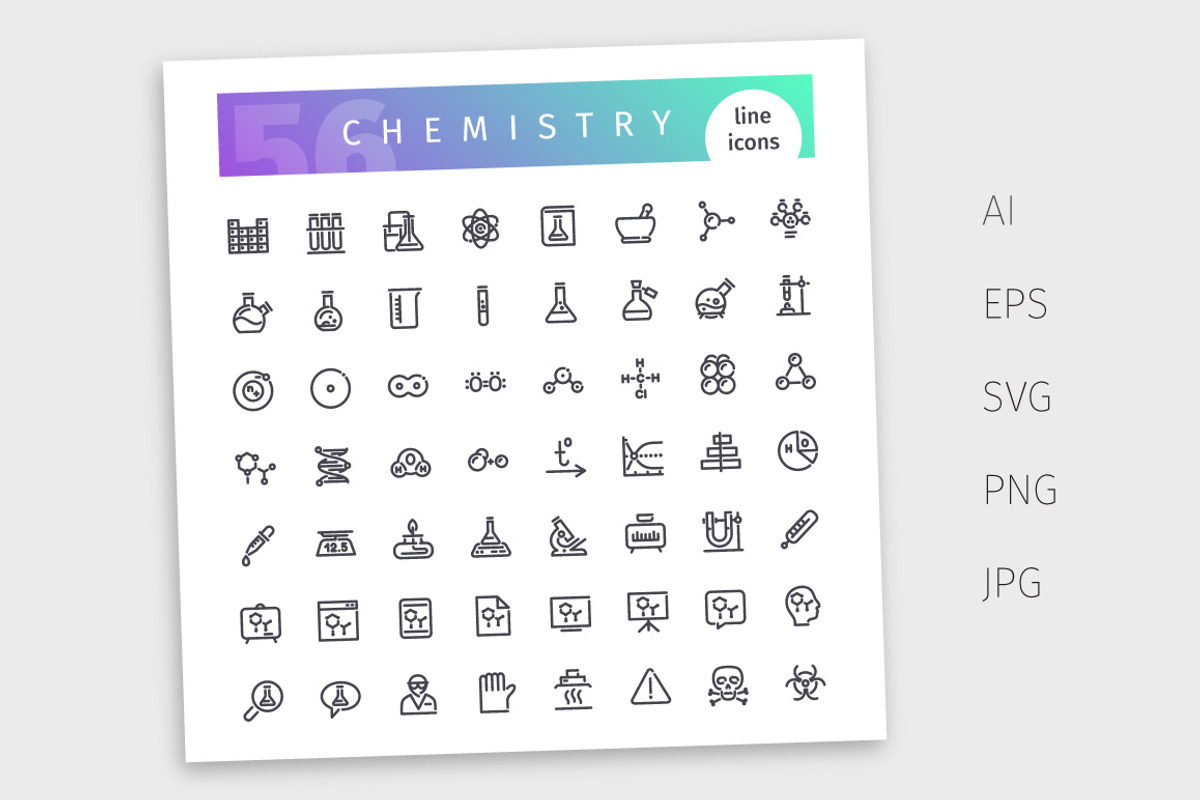 Chemistry Line Icons Set, an Outline Icon by Voysla's Shop (Photo 4 of 4)