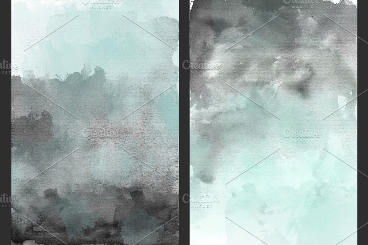 Mint & Charcoal Watercolors, a Texture Graphic by M. by mprintly (Photo 3 of 6)