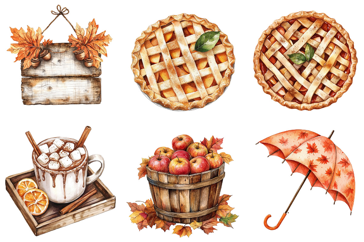 Watercolor Cozy Fall Clipart Bundle, a Seasonal Illustration by CitraGraphics (Photo 5 of 8)
