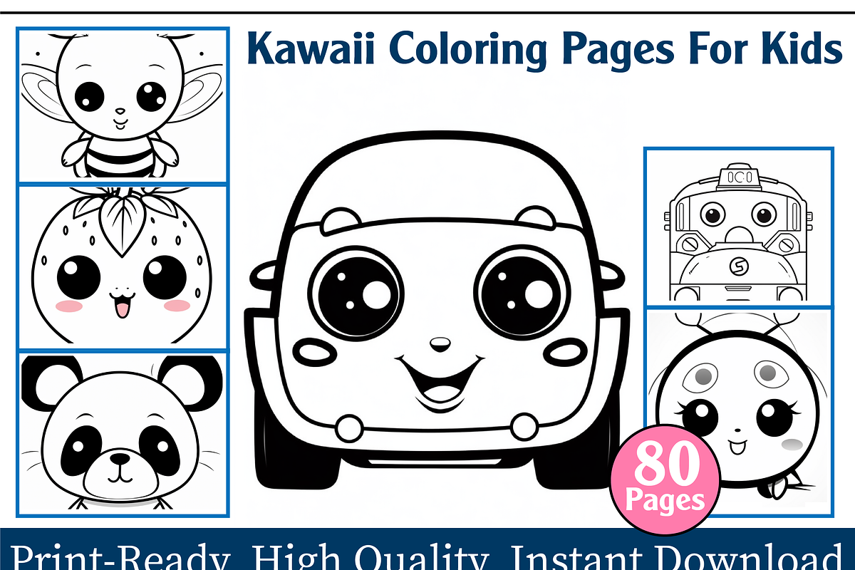 Kawaii Coloring Pages For Kids, an Animal Illustration by maggiesar (Photo 1 of 4)