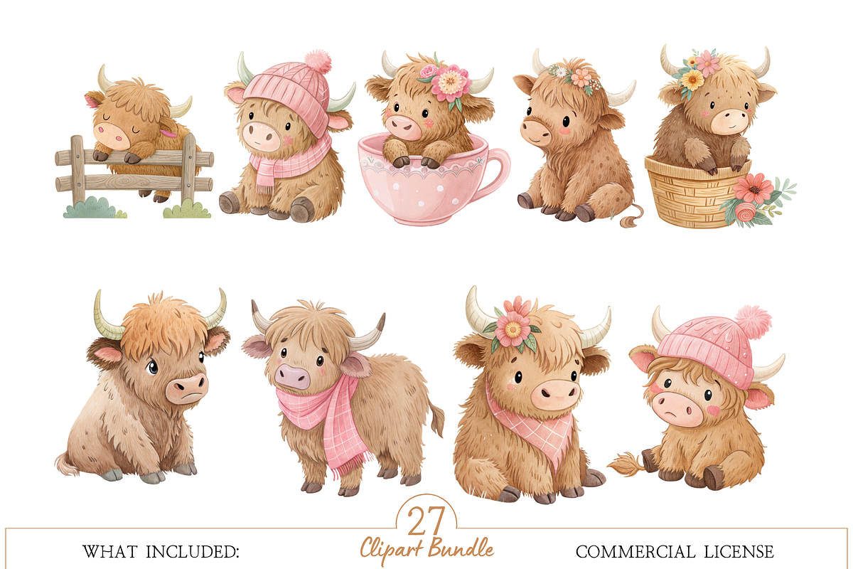 Watercolor Baby Bison Clipart, an Animal Illustration by MockupWizard (Photo 2 of 5)