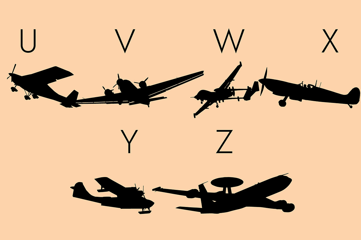 Aircrafts Silhouettes Dingbats Font, a Symbol Font by Minimalartstudio (Photo 3 of 8)