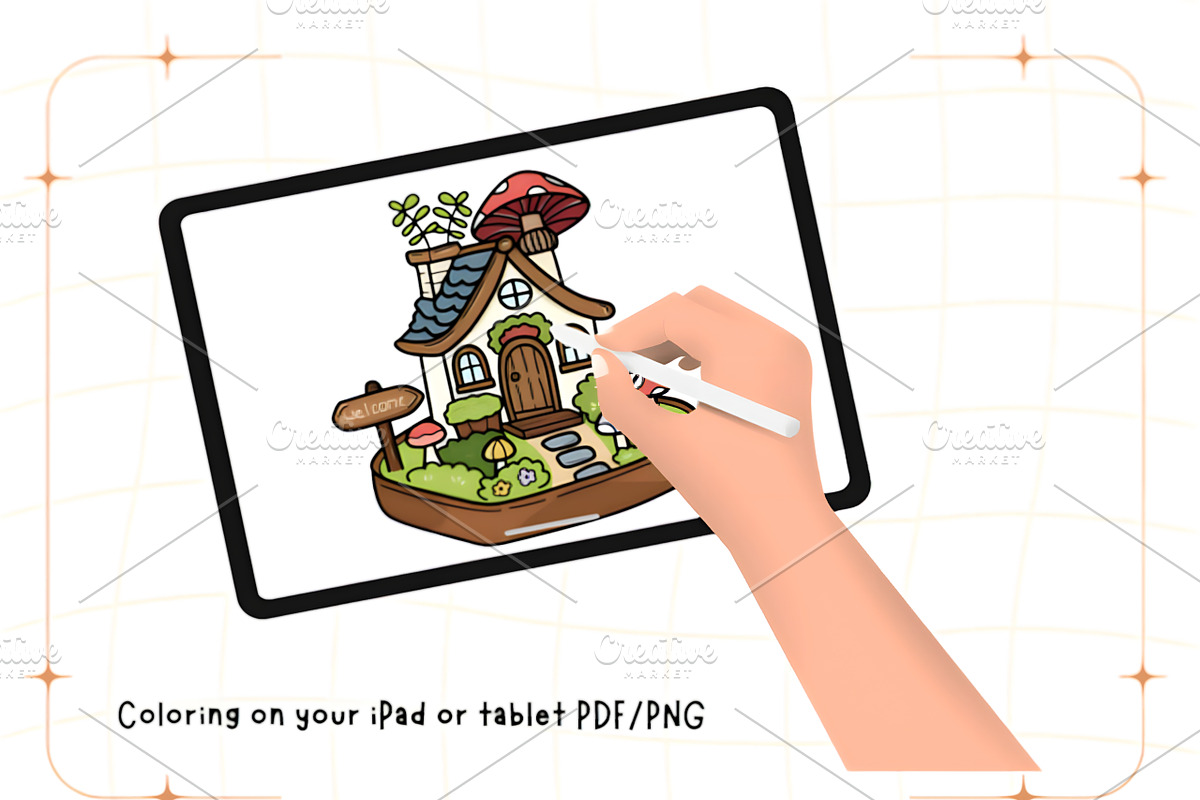 Miniature Garden Coloring Page, an Illustration by Design Station (Photo 3 of 3)