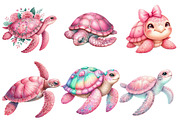 Pink Sea Turtle Clipart PNG, an Illustration by Watercolor design (Thumbnail 2 of 4)